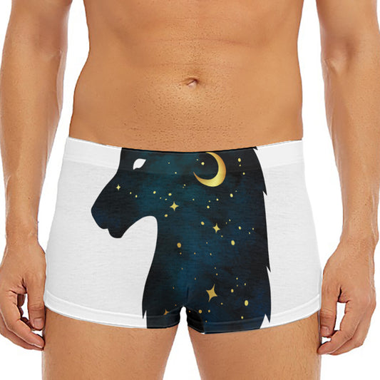 Moon And Stars Wolf Spirit Print Men's Short Boxer Briefs