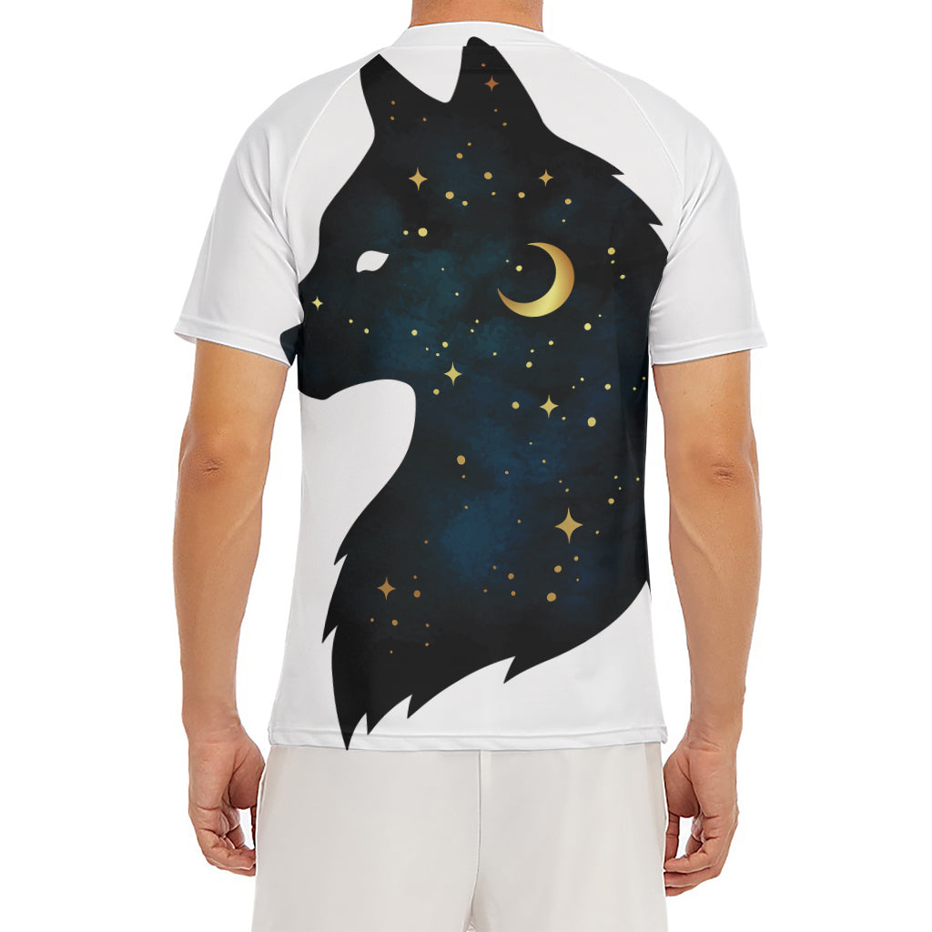 Moon And Stars Wolf Spirit Print Men's Short Sleeve Rash Guard