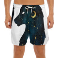 Moon And Stars Wolf Spirit Print Men's Split Running Shorts