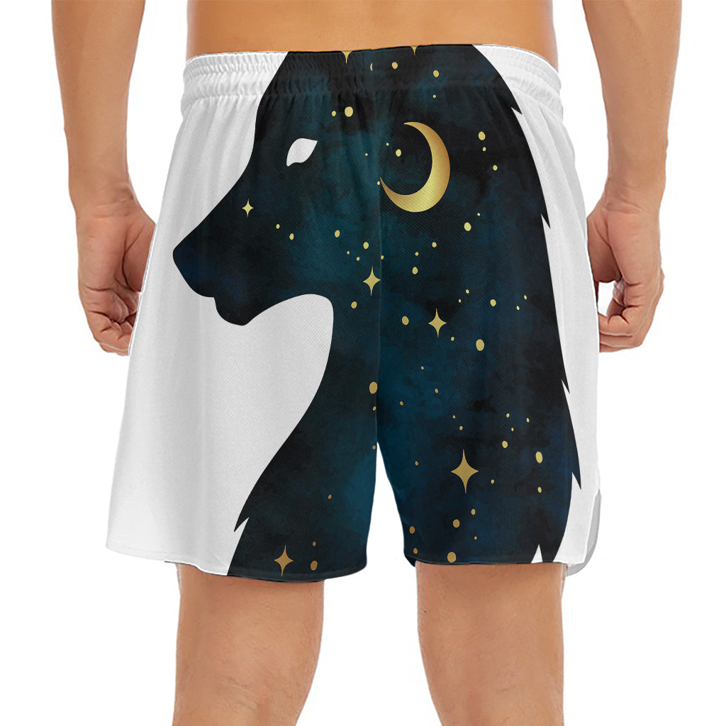 Moon And Stars Wolf Spirit Print Men's Split Running Shorts
