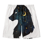 Moon And Stars Wolf Spirit Print Men's Swim Trunks