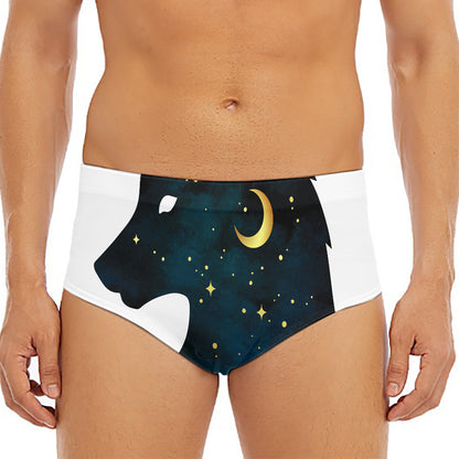 Moon And Stars Wolf Spirit Print Men's Triangle Swim Briefs