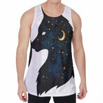 Moon And Stars Wolf Spirit Print Men's Velvet Tank Top