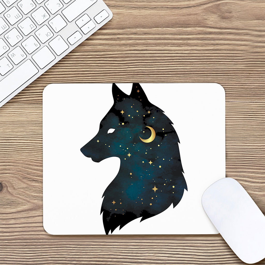 Moon And Stars Wolf Spirit Print Mouse Pad