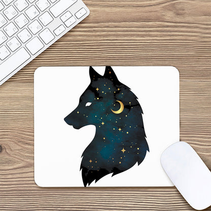 Moon And Stars Wolf Spirit Print Mouse Pad