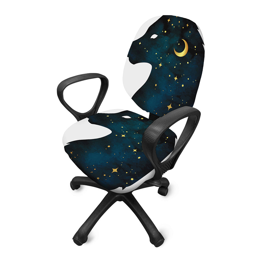 Moon And Stars Wolf Spirit Print Office Chair Cover