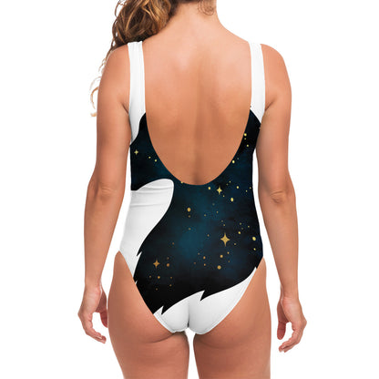 Moon And Stars Wolf Spirit Print One Piece Swimsuit