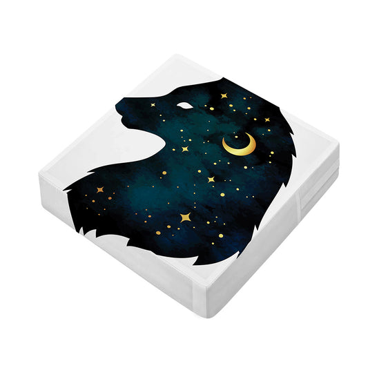 Moon And Stars Wolf Spirit Print Outdoor Seat Cushion Cover