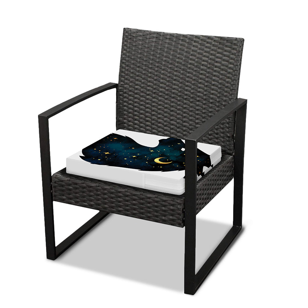 Moon And Stars Wolf Spirit Print Outdoor Seat Cushion Cover