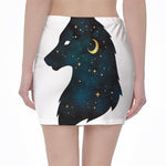 Moon And Stars Wolf Spirit Print Pencil Mini Skirt