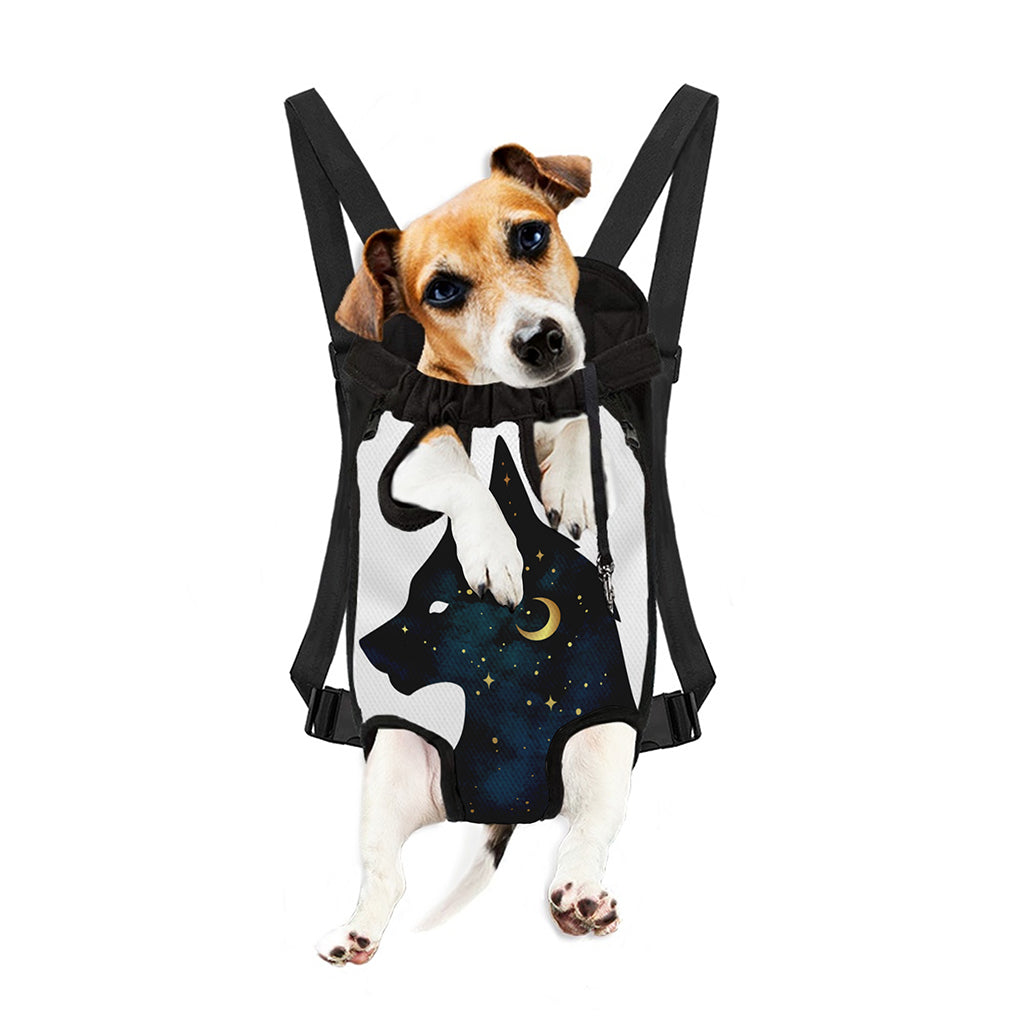 Moon And Stars Wolf Spirit Print Pet Carrier Backpack