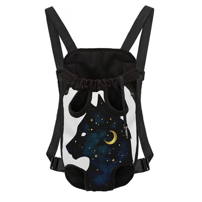 Moon And Stars Wolf Spirit Print Pet Carrier Backpack