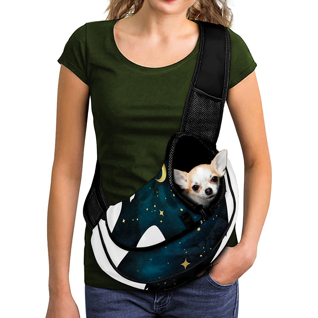 Moon And Stars Wolf Spirit Print Pet Sling Carrier
