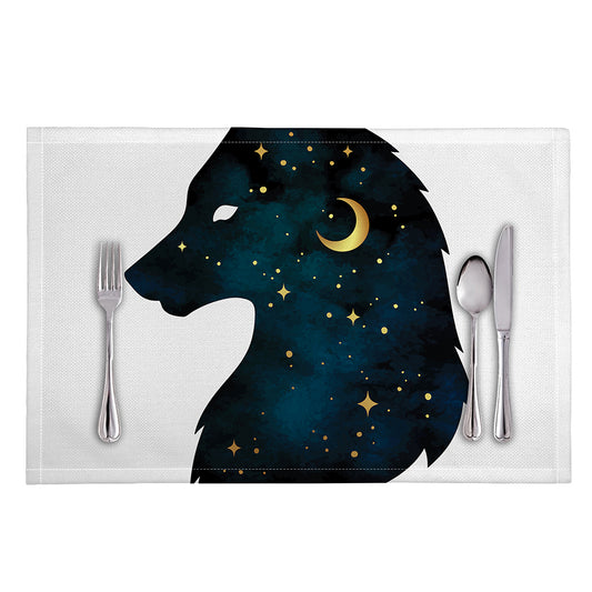 Moon And Stars Wolf Spirit Print Placemat