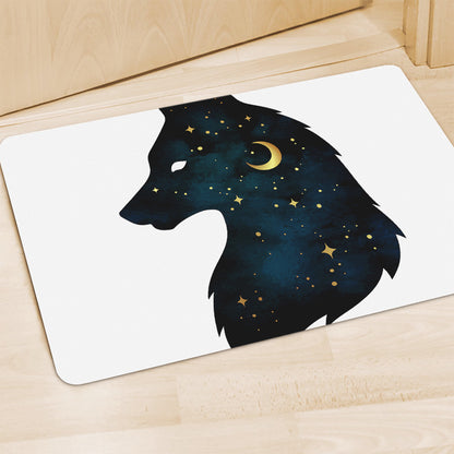 Moon And Stars Wolf Spirit Print Polyester Doormat