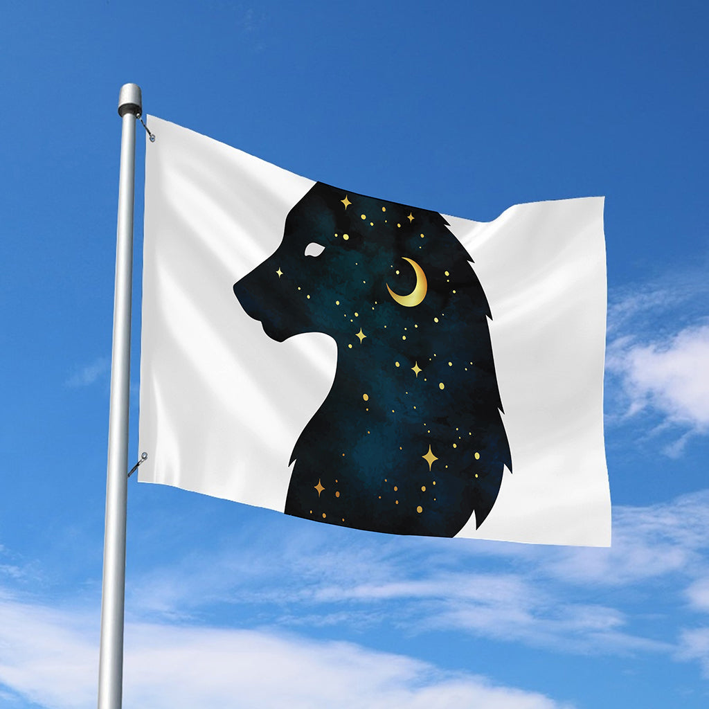Moon And Stars Wolf Spirit Print Polyester Flag
