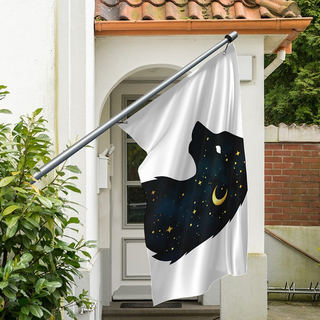 Moon And Stars Wolf Spirit Print Polyester Flag
