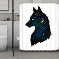 Moon And Stars Wolf Spirit Print Polyester Shower Curtain
