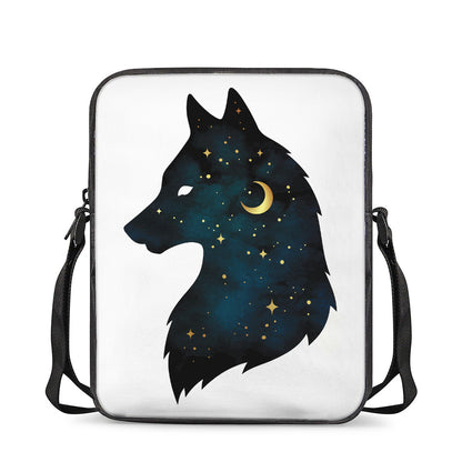 Moon And Stars Wolf Spirit Print Rectangular Crossbody Bag