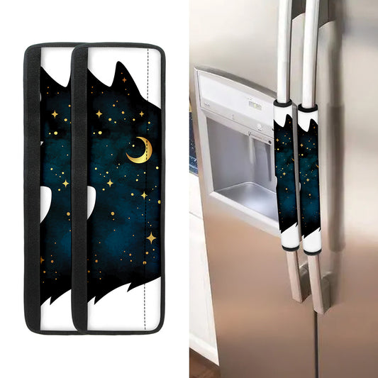 Moon And Stars Wolf Spirit Print Refrigerator Handle Covers