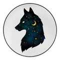 Moon And Stars Wolf Spirit Print Round Floor Mat