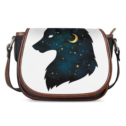 Moon And Stars Wolf Spirit Print Saddle Bag