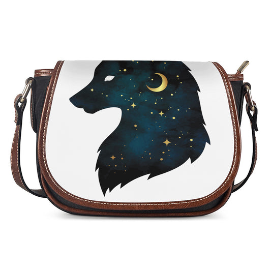 Moon And Stars Wolf Spirit Print Saddle Bag
