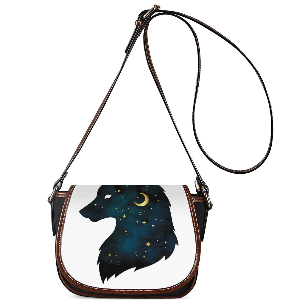 Moon And Stars Wolf Spirit Print Saddle Bag