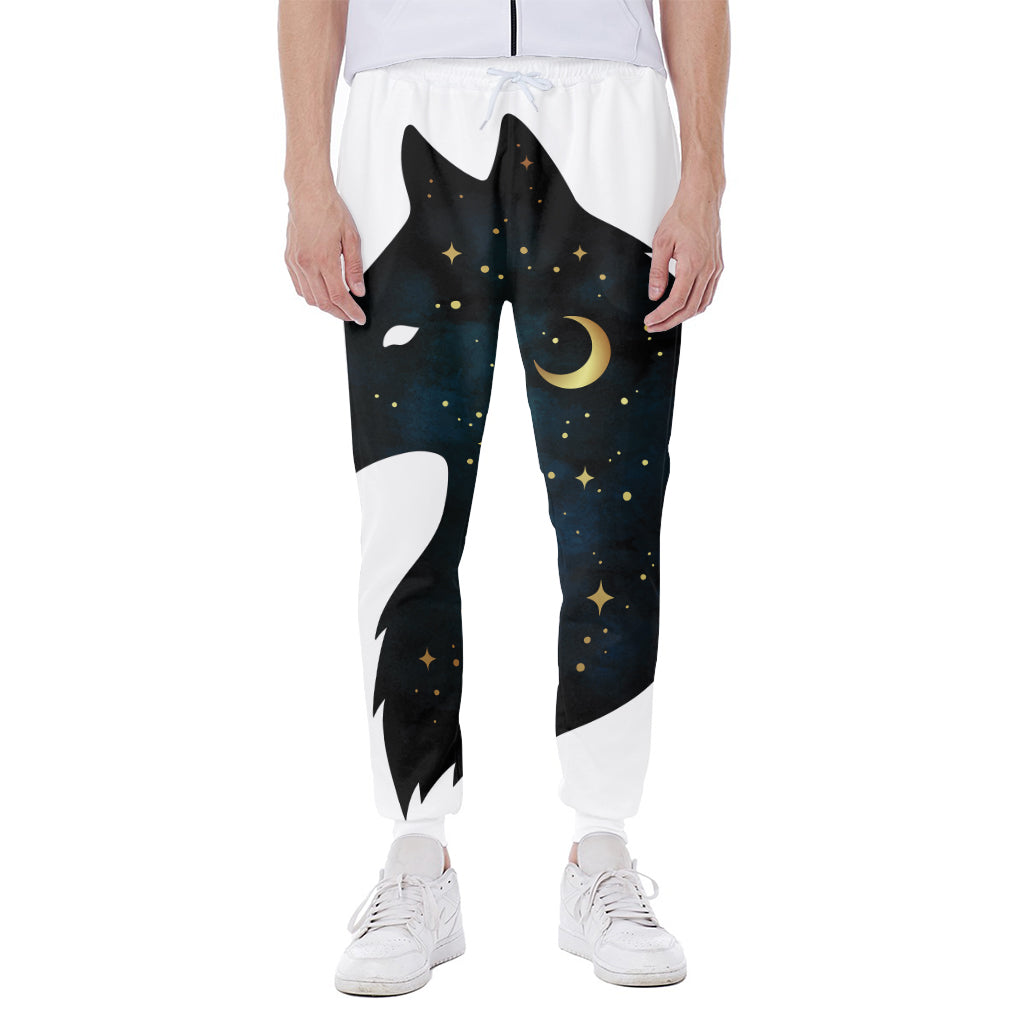 Moon And Stars Wolf Spirit Print Scuba Joggers