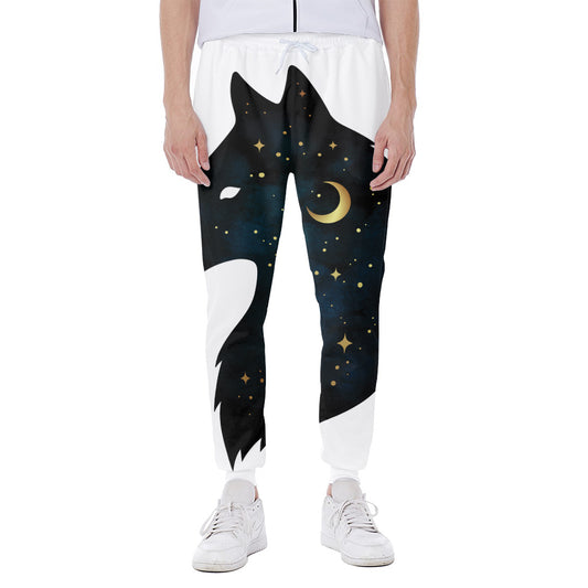 Moon And Stars Wolf Spirit Print Scuba Joggers