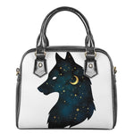 Moon And Stars Wolf Spirit Print Shoulder Handbag