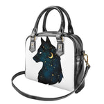 Moon And Stars Wolf Spirit Print Shoulder Handbag