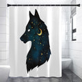 Moon And Stars Wolf Spirit Print Shower Curtain