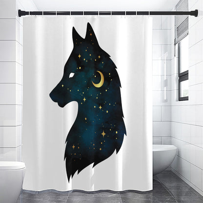 Moon And Stars Wolf Spirit Print Shower Curtain