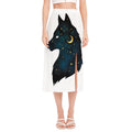 Moon And Stars Wolf Spirit Print Side Slit Midi Skirt