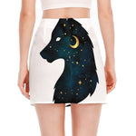 Moon And Stars Wolf Spirit Print Side Slit Mini Skirt
