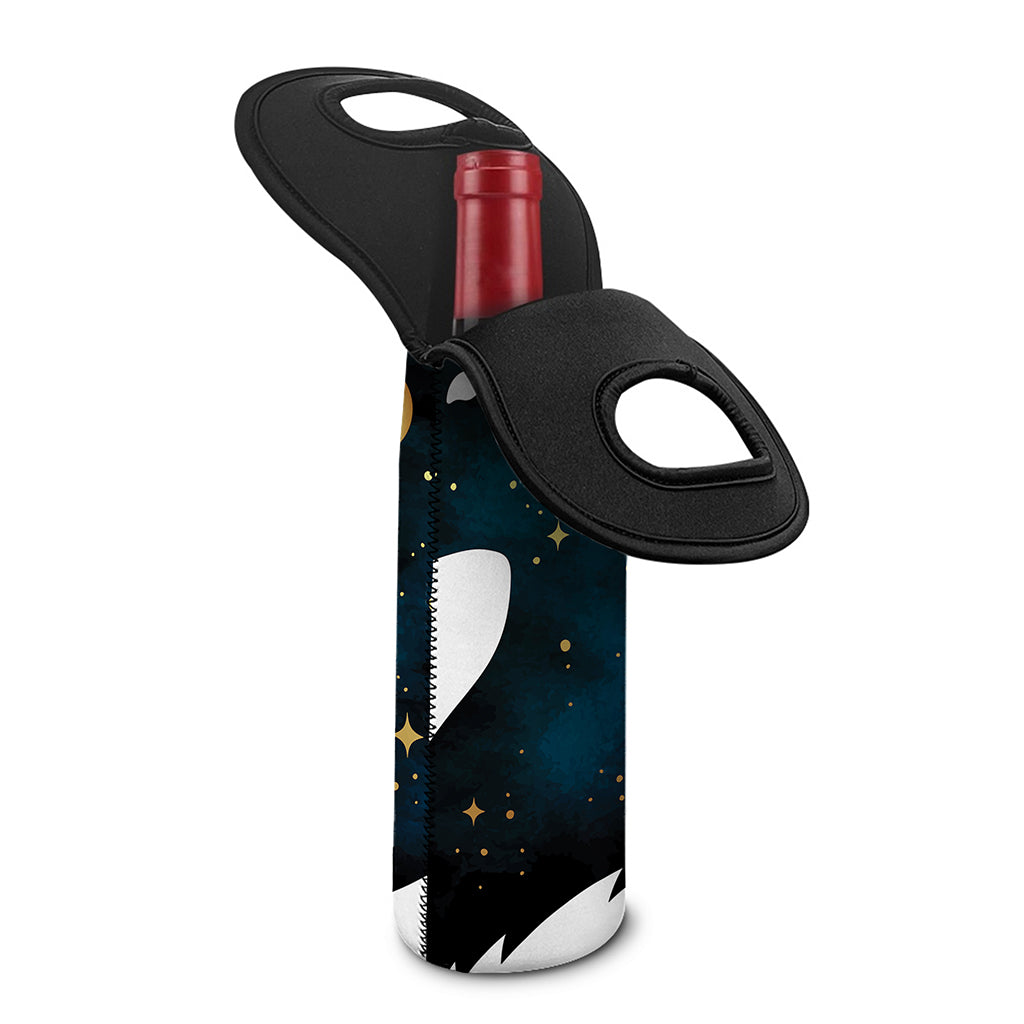 Moon And Stars Wolf Spirit Print Single Neoprene Wine Tote