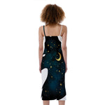 Moon And Stars Wolf Spirit Print Slim Fit Midi Cami Dress
