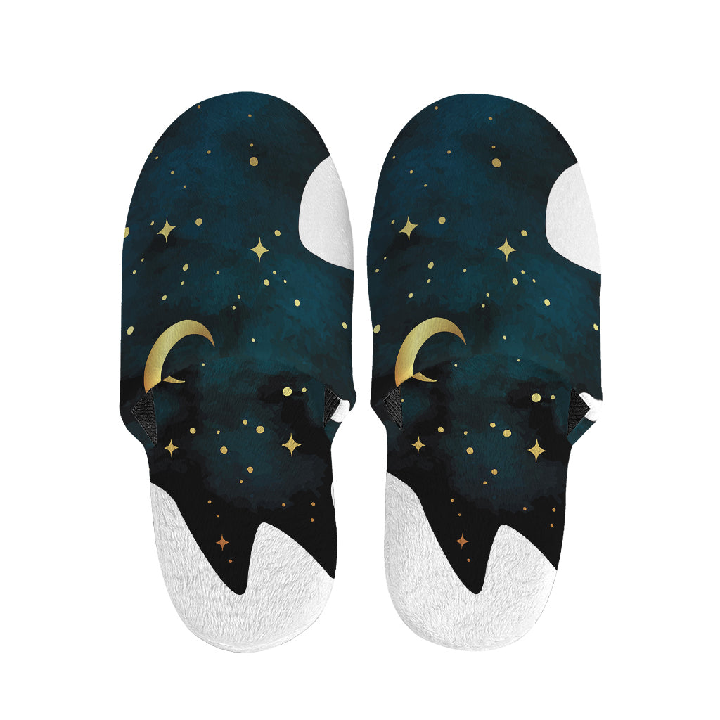 Moon And Stars Wolf Spirit Print Slippers