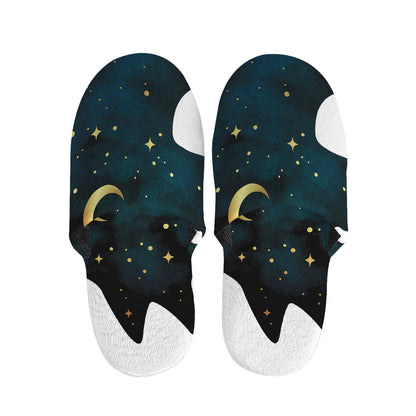 Moon And Stars Wolf Spirit Print Slippers