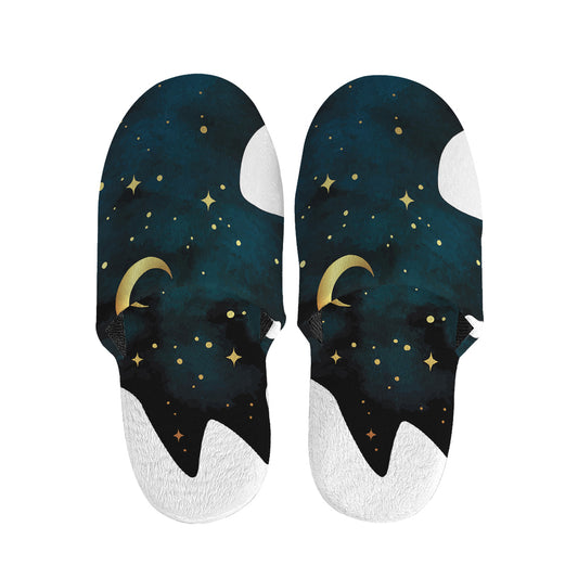 Moon And Stars Wolf Spirit Print Slippers