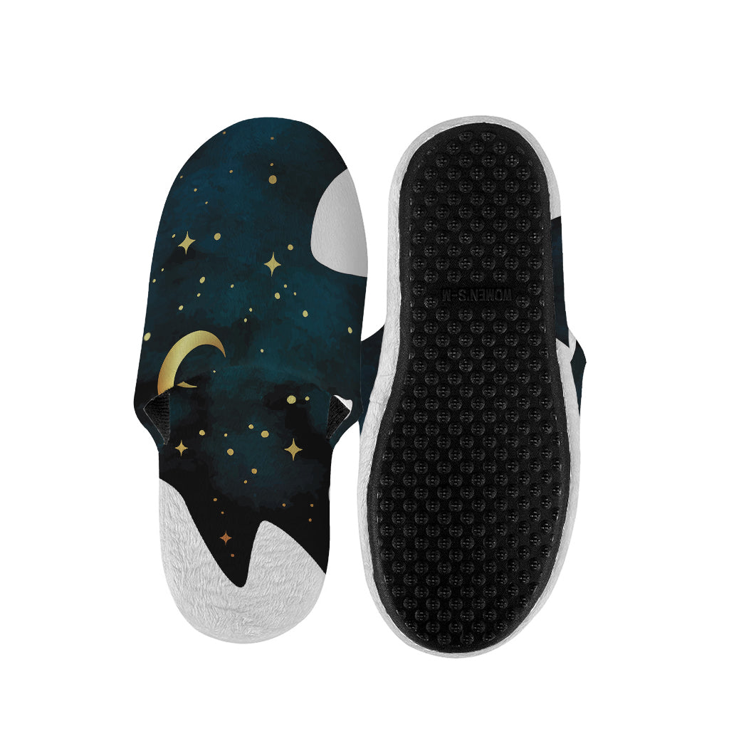 Moon And Stars Wolf Spirit Print Slippers