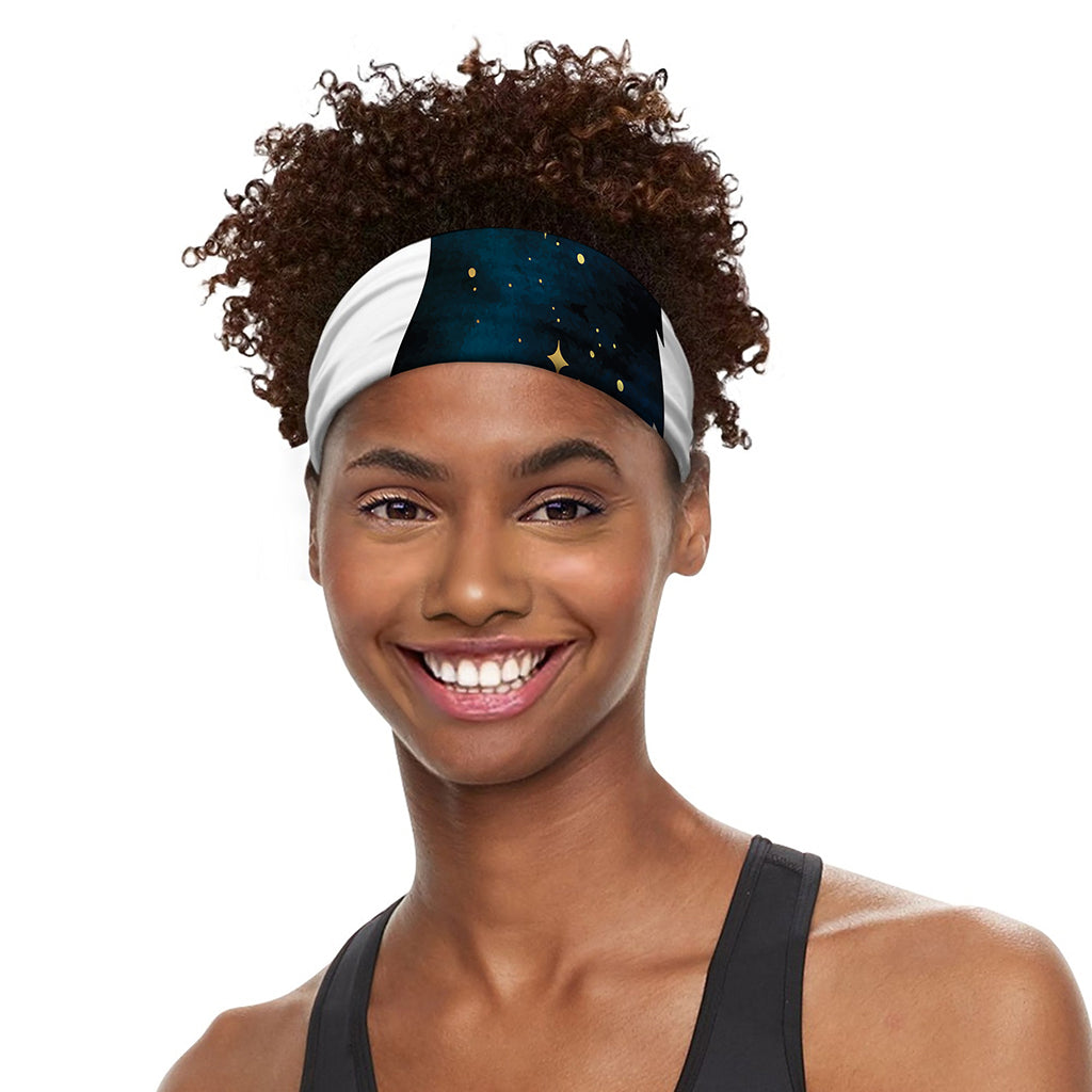Moon And Stars Wolf Spirit Print Sports Headband