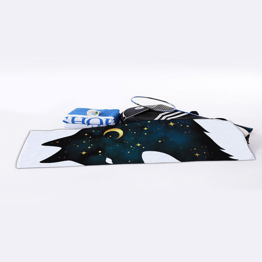 Moon And Stars Wolf Spirit Print Sports Towel