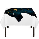 Moon And Stars Wolf Spirit Print Tablecloth
