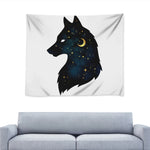 Moon And Stars Wolf Spirit Print Tapestry