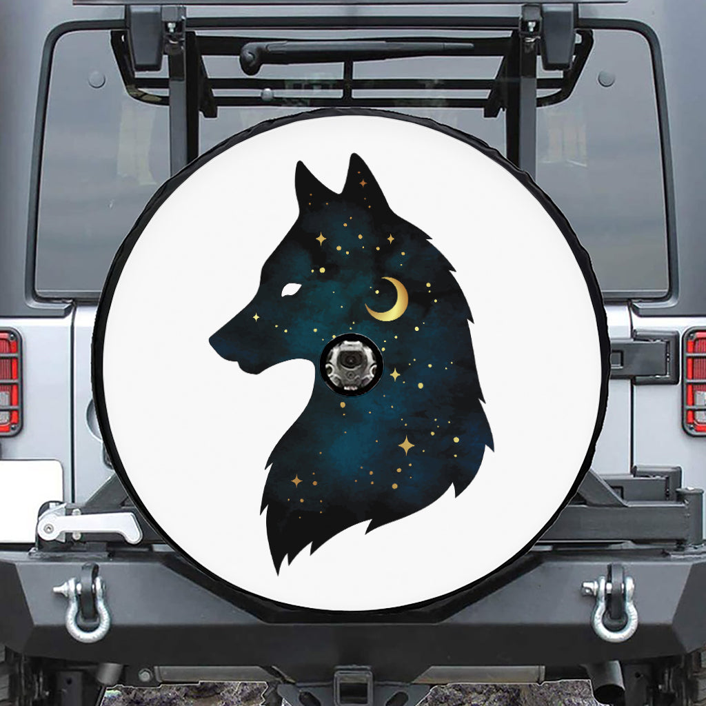 Moon And Stars Wolf Spirit Print Tire Cover With Camera Hole