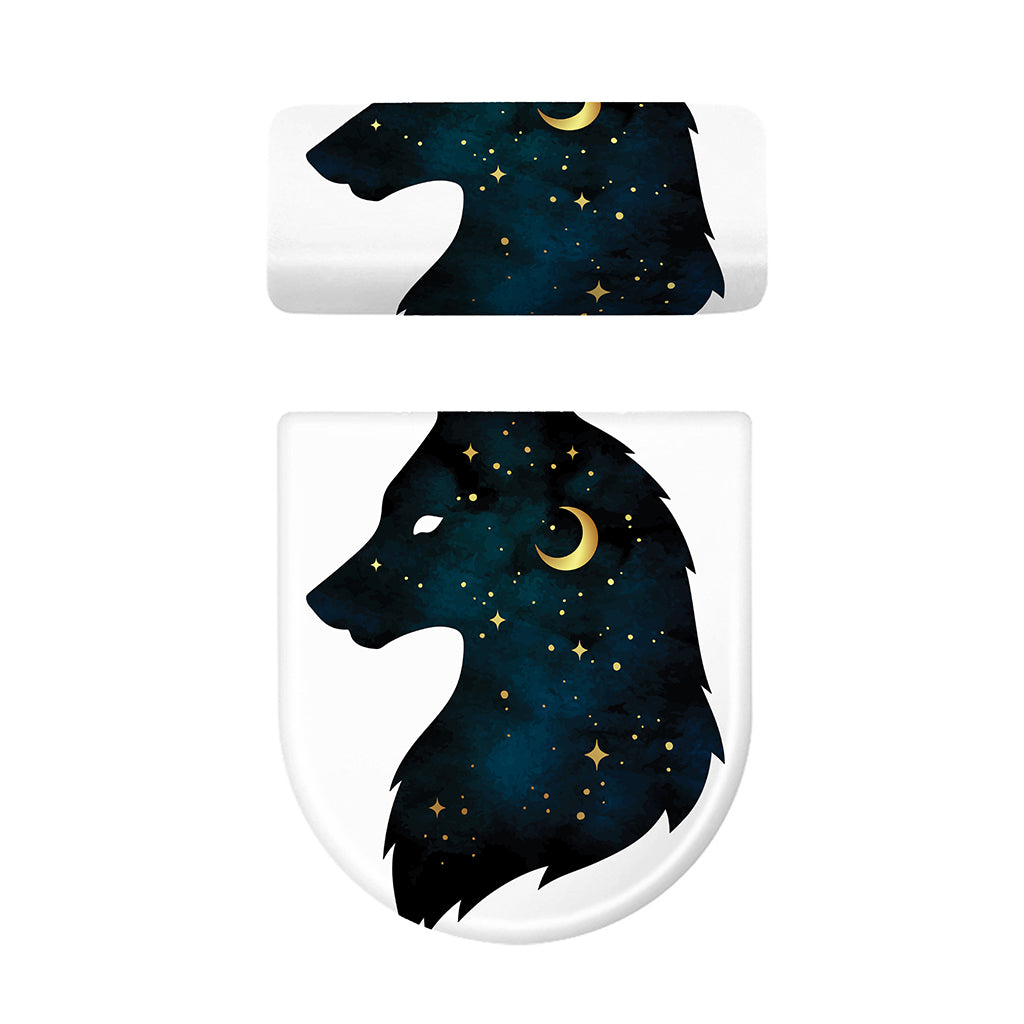 Moon And Stars Wolf Spirit Print Toilet Lid And Tank Cover Set
