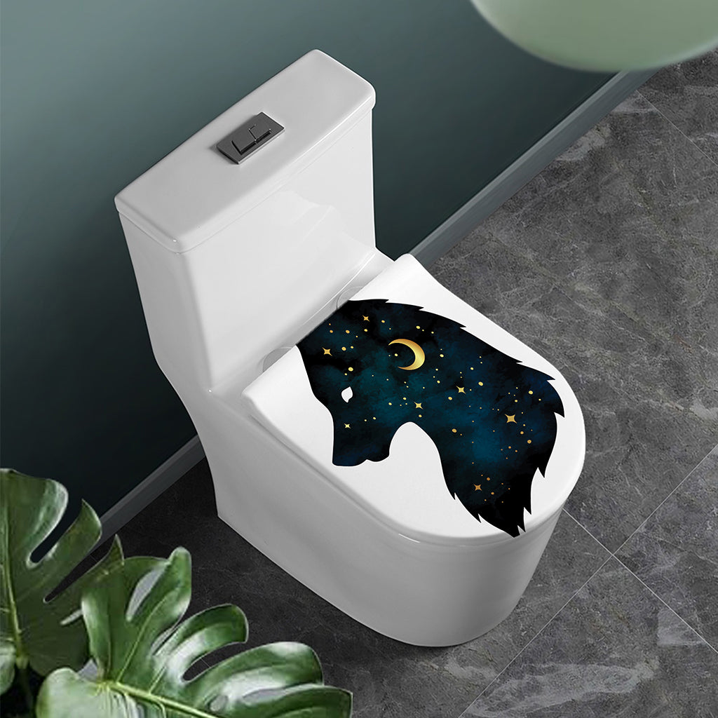 Moon And Stars Wolf Spirit Print Toilet Lid Cover