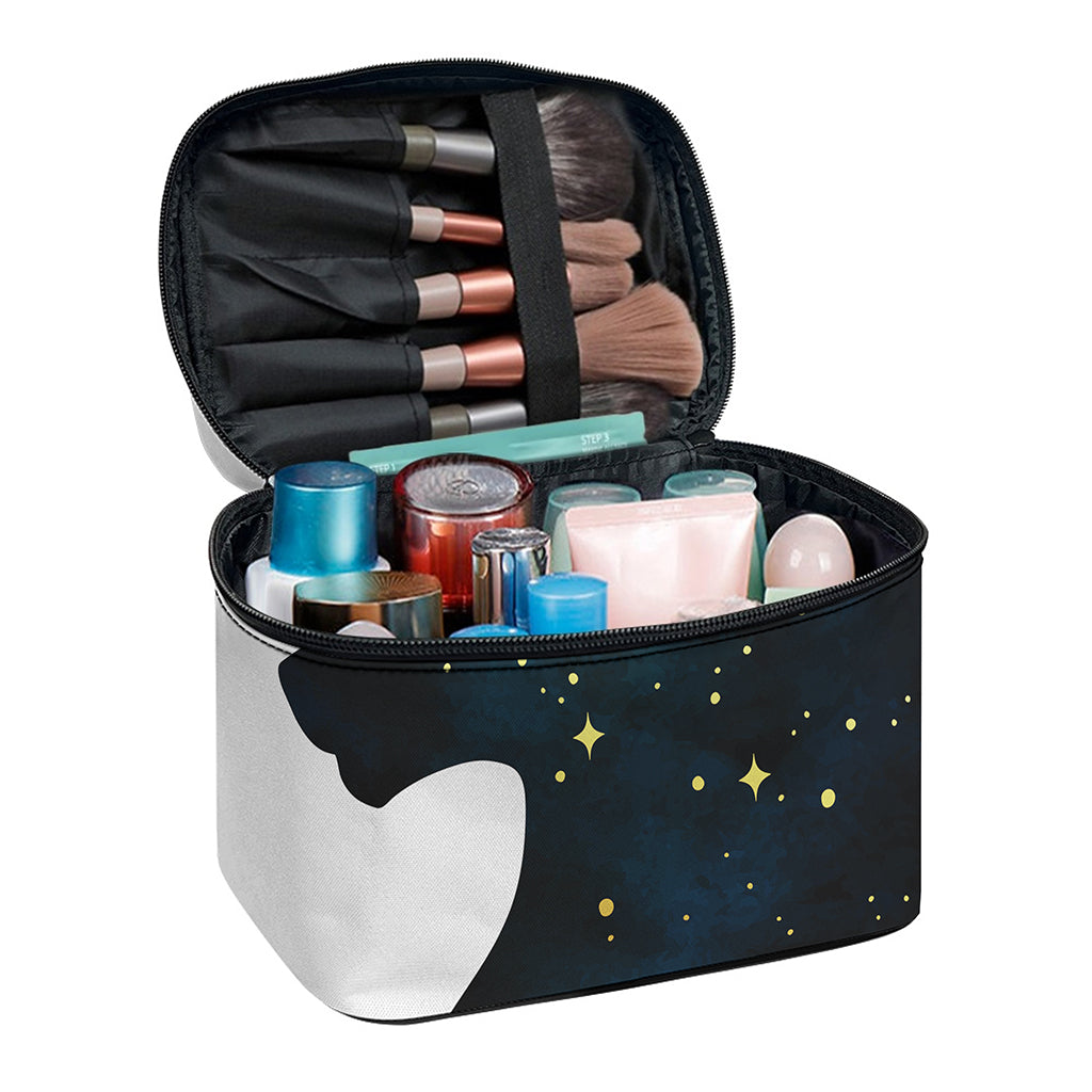 Moon And Stars Wolf Spirit Print Travel Makeup Bag
